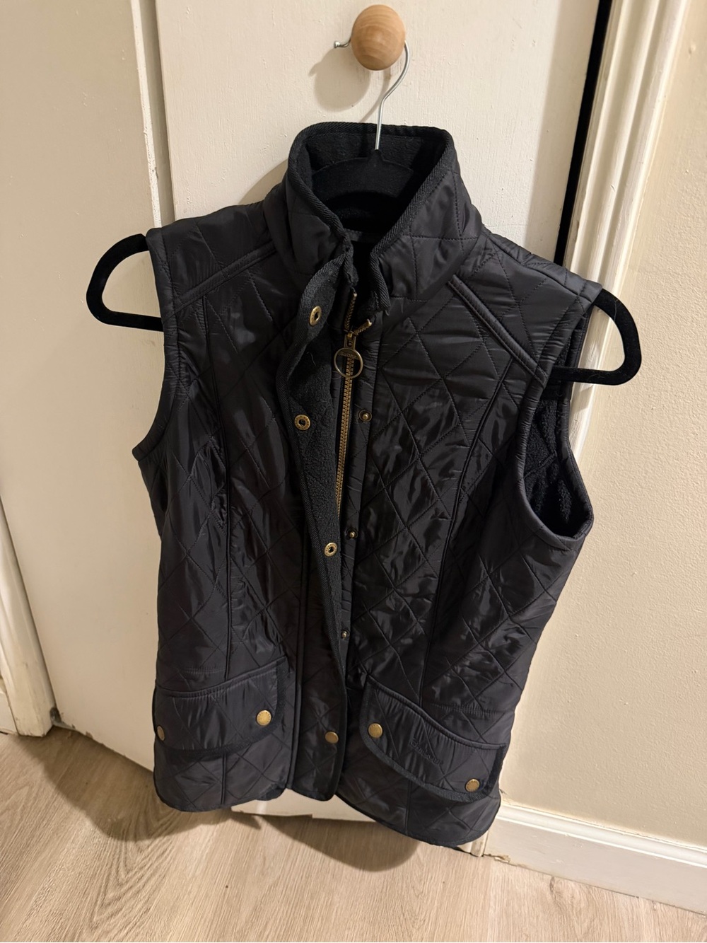 Barbour Black Quilted Sleeveless Vest with Gold-Tone Hardware
